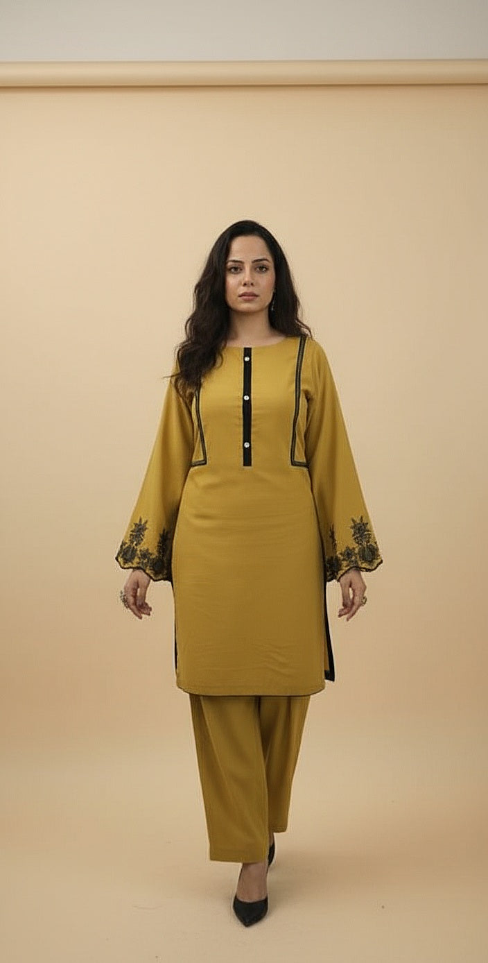 Mustard Noir Embroidered 2pc(Stitched)