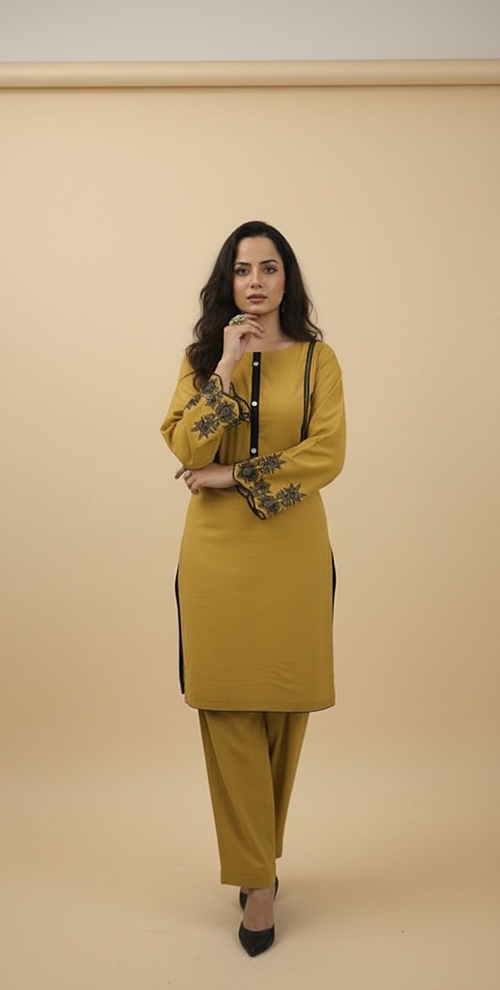 Mustard Noir Embroidered 2pc(Stitched)