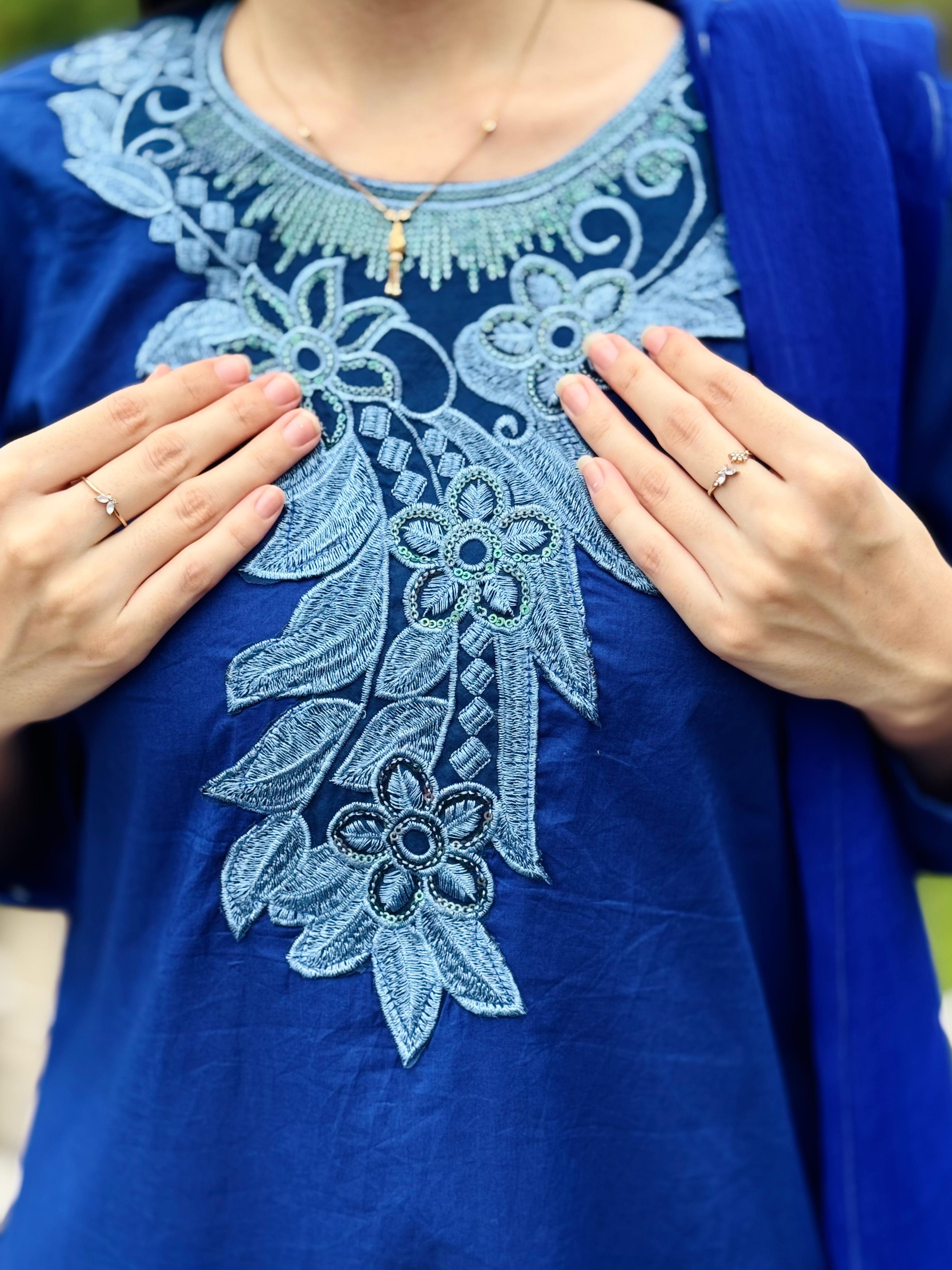 ROYAL AZURE EMBROIDERY 3PC(Stitched)