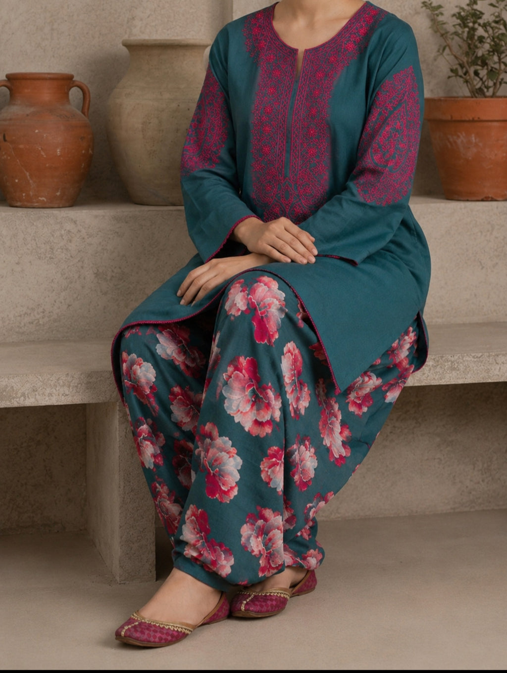 Teal Fuchsia Bloom 3pc (Stichted)