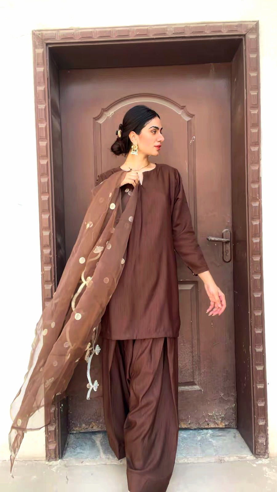 Chocolate brown Farshi Shalwar 3pc