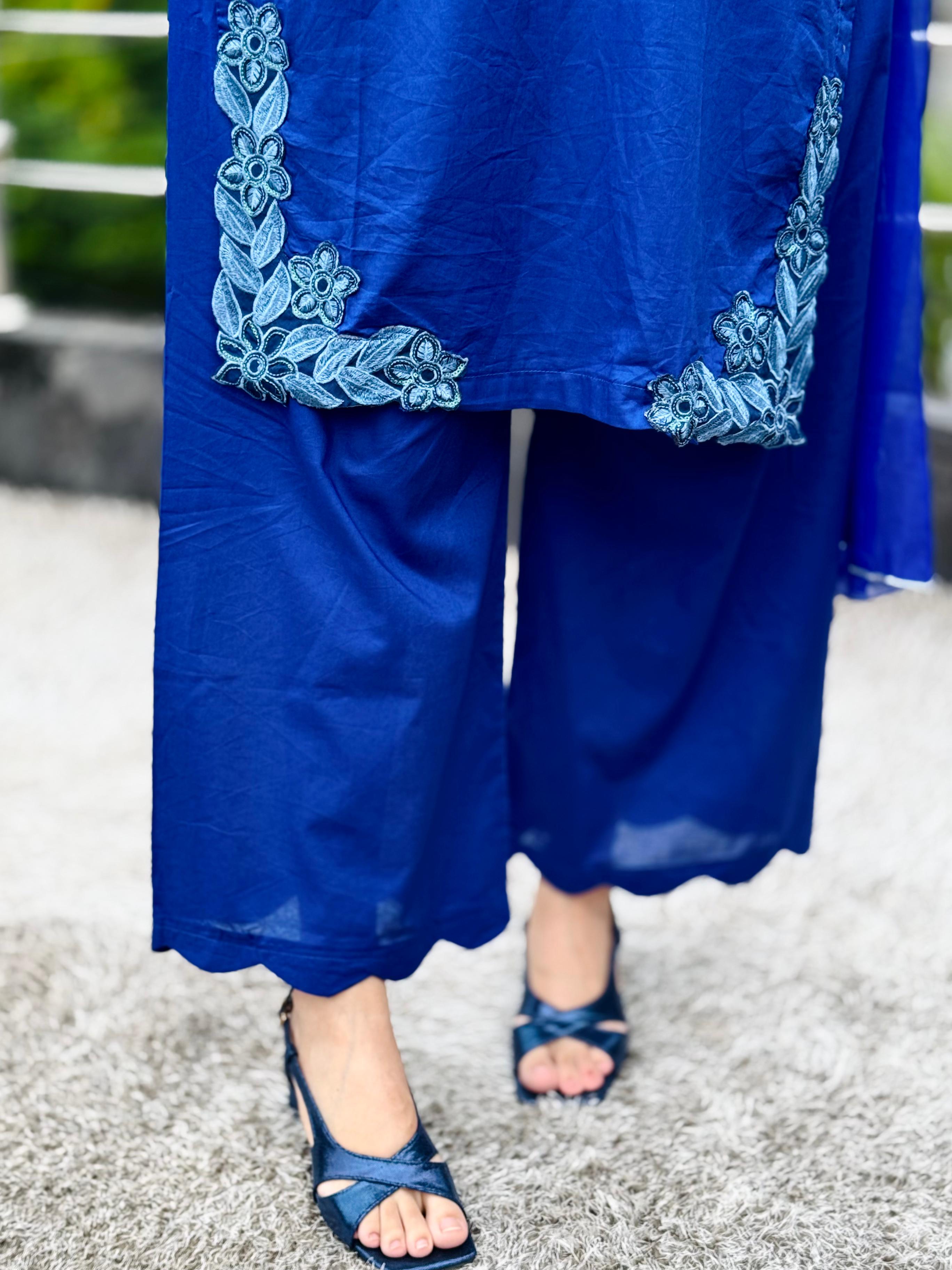 ROYAL AZURE EMBROIDERY 3PC(Stitched)