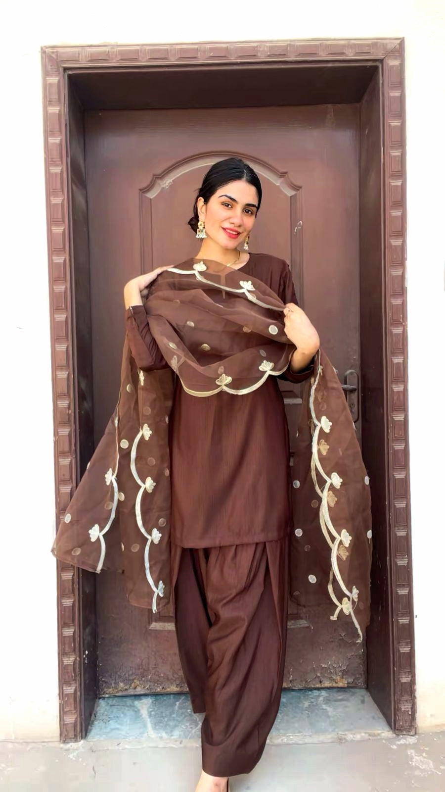 Chocolate brown Farshi Shalwar 3pc