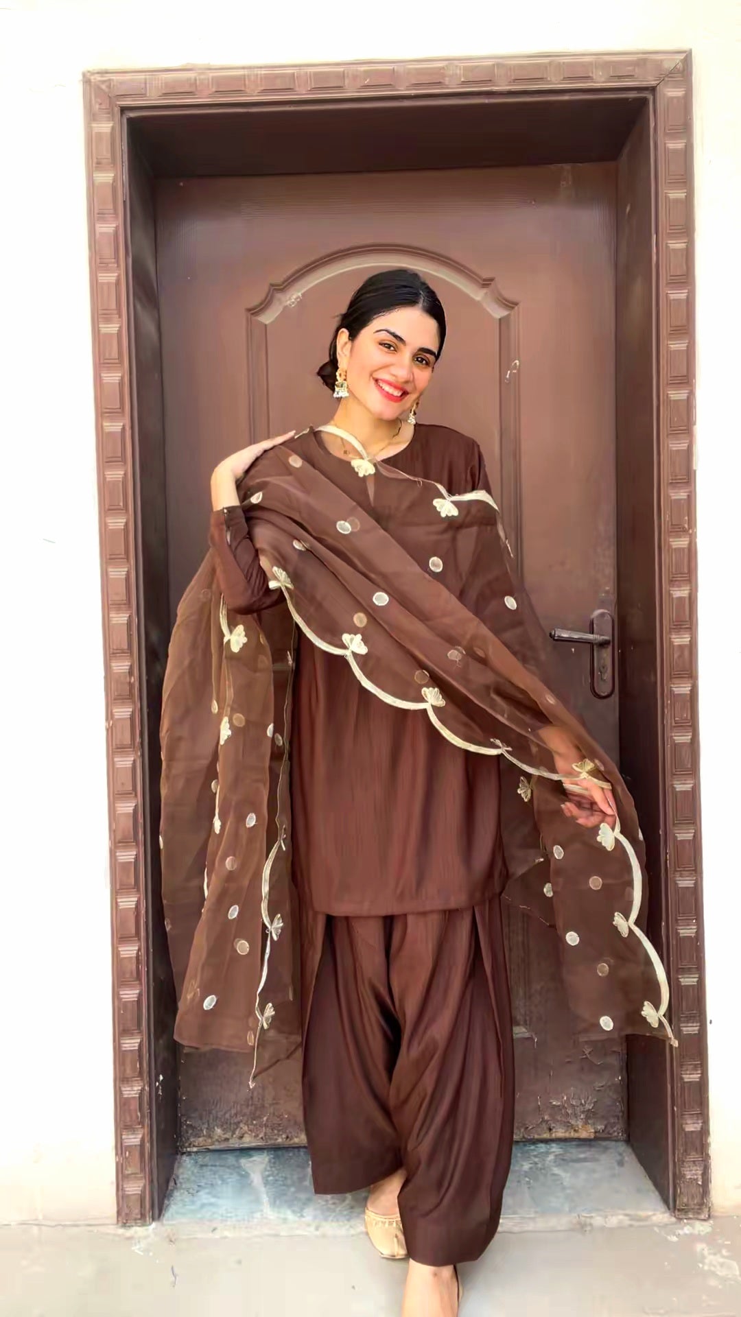 Chocolate brown Farshi Shalwar 3pc