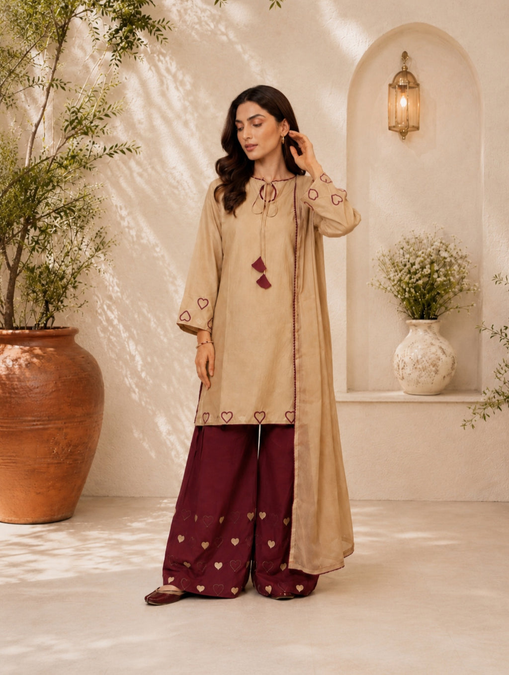 Maroon Heart 3pc (Stichted)
