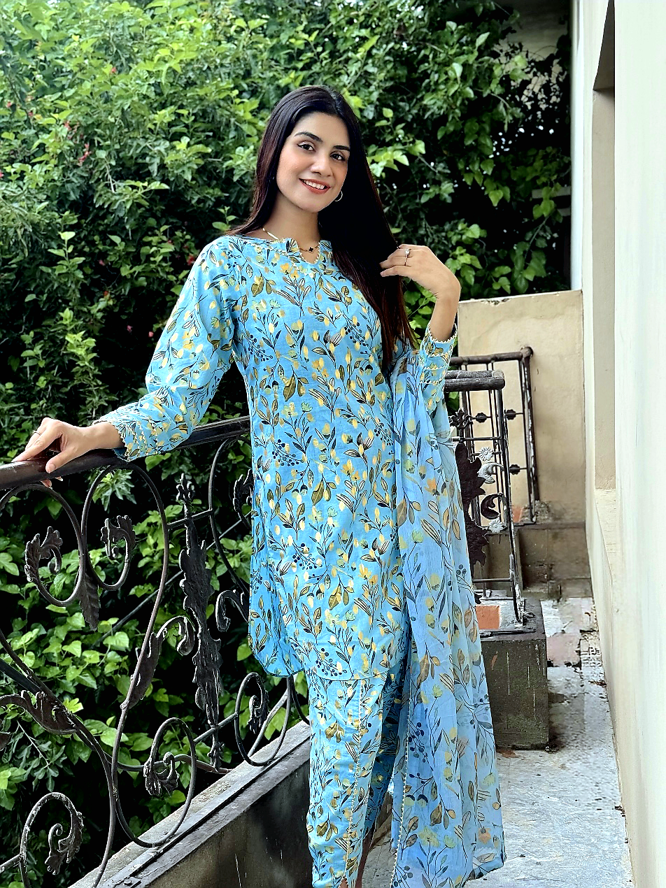 SKY LEAF SAME PRINT 2PC