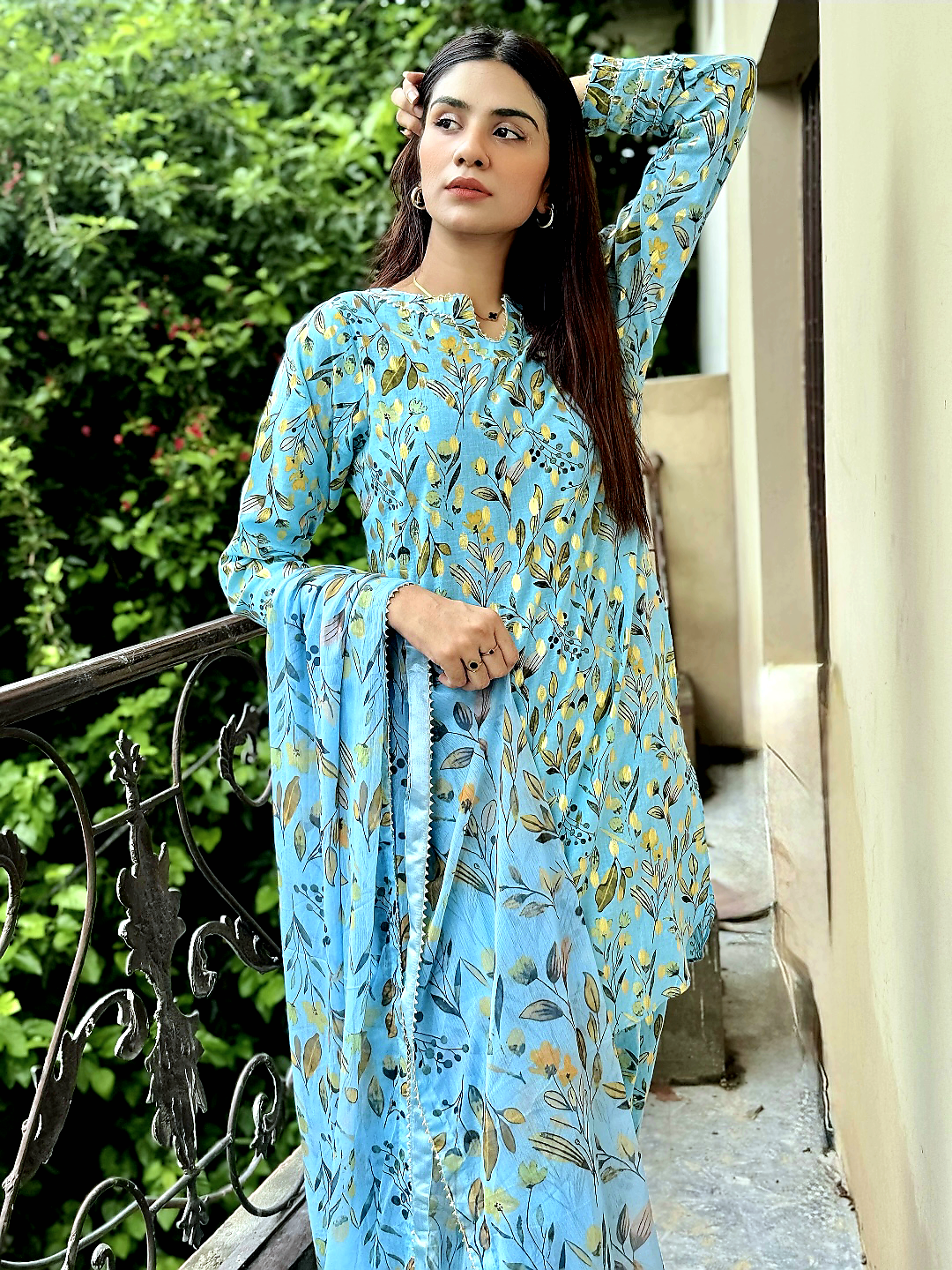 SKY LEAF SAME PRINT 2PC