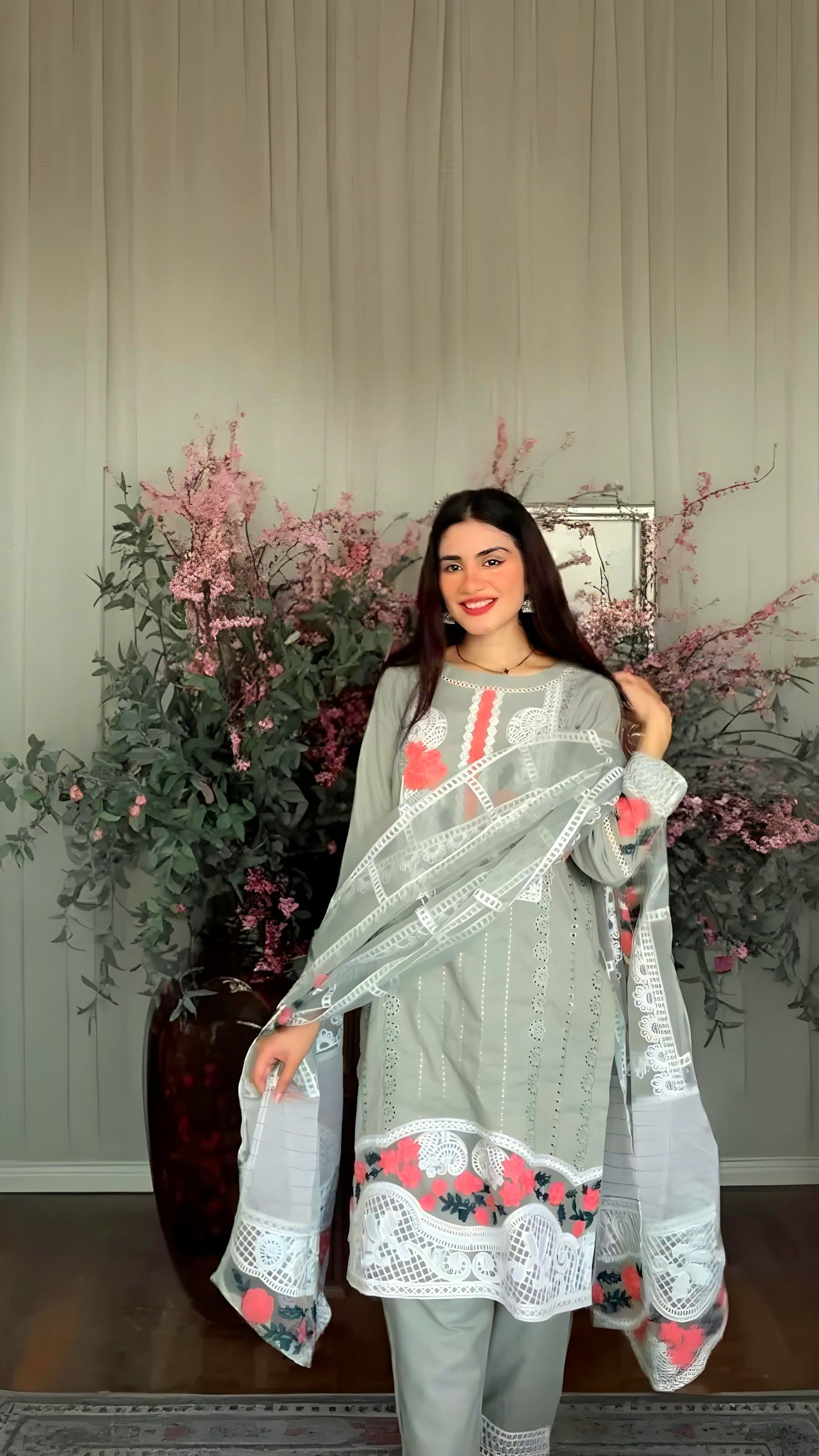 Olive Green Chickenkari Embroidery 3pcand 2pc[ defected  ]